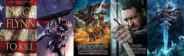 «Consent to Kill», «Тор», «Трансформеры 3», «Робин Гуд», «World of Warcraft»